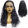 Imagem de Peruca front lace HD humana cacheada preto natural 55cm