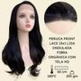 Imagem de Peruca front lace preta natural orgânica com mechas escuras