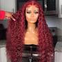 Imagem de Peruca Frontal de Renda CHEETAHBEAUTY - 99J Burgundy Deep Wave 30"