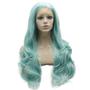 Imagem de Peruca frontal de renda sintética MX angel Long Wavy Light Blue 66cm