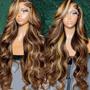 Imagem de Peruca Frontal de Renda SPOU - Highlight Ombre Body Wave 70cm - Loiro Mel