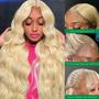 Imagem de Peruca Frontal de Renda WAQI 30 Polegadas - Cabelo Humano Loiro 613 Body Wave