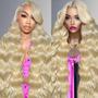 Imagem de Peruca Frontal de Renda WAQI 30 Polegadas - Cabelo Humano Loiro 613 Body Wave
