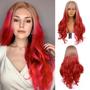 Peruca FUHSI Longa Ondulada Loira Vermelha - Lace Front 13x4 HD Imagem de Peruca FUHSI Longa Ondulada Loira Vermelha - Lace Front 13x4 HD