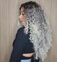 Imagem de Peruca Lace Front Cacheada Platinada Fibra Premium