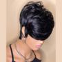 Imagem de Peruca RICONEY Short Bob Human Hair Pixie Cut 20 cm 130% de densidade