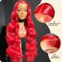 Imagem de Peruca Ruaswey de Cabelo Humano Vermelho - 66cm Body Wave 180 Density