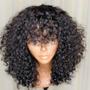 Imagem de Peruca SeFisha Short Bob Curly Human Hair com franja 14" preta