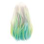 Imagem de Peruca Sintética Cabelo Longo com Franja e Mechas Azul Verde e Branco Fantasia Cosplay 60cm 1Un