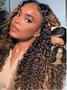 Imagem de Peruca UNICE Curly Balayage Brown Highlight 7X5 Lace Front 56cm