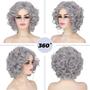 Imagem de Peruca Wallden Hair Old Lady Short Grey Curly para mulheres