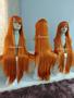 Imagem de Peruca wig 1 metro lisa franja preta branca ruiva vermelha rosa cinza fibra premium
