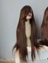 Imagem de Peruca, wig, castanho claro, preta, castanho escuro, com franja, lisa, 75cm, premium