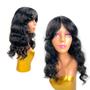 Imagem de Peruca Wig Lace De Cabelo Humano Ondulado Com Franja 60Cm