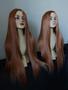 Imagem de Peruca, wig, ruiva, lisa, ruivo acobreado, fibra premium, 80cm