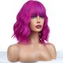 Imagem de Peruca WTHCOS Short Bob Short Curly Wavy Rose Mixed Purple