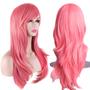 Imagem de Perucas de moda AKStore, cabelo longo e ondulado, encaracolado, 70 cm, rosa