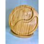 Imagem de Petisqueira de bambu redonda duas divisórias 20cm resistente