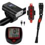 Imagem de Pezinho de Bike Velocimetro com Fio Lanterna Frontal com Led T6 e Pisca Traseiro Kit 4 itens