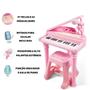 Imagem de Piano Teclado Infantil Brinquedos Musicais Com Microfone e Banquinho MC421 Rosa