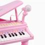 Imagem de Piano Teclado Infantil Brinquedos Musicais Com Microfone e Banquinho MC421 Rosa