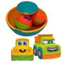 Imagem de Pião Gira Ball com 2 Bolinhas Chocalho  e Happy Car 2 Carrinhos Monta/Desmonta Brinquedo Infantil