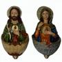 Imagem de Pias de Água Benta Sagrado Coração de Jesus e Maria - 15 cm