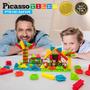 Imagem de PicassoTiles PTB100 100pcs Bristle Lock 3D Blocos de Construção Blocos de Construção Desaúde Safari Set Playset Playset STEM Set Educational Kit Educação Desenvolvimento Cerebral Infantil Infantil Brinquedo infantil infantil para idade 3 & Up