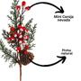 Imagem de Pick Natalino Galho Decorativo com Folhagens, Pinhas e Cereja Nevada 30cm