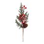 Imagem de Pick Natalino Galho Decorativo com Folhagens, Pinhas e Cereja Nevada 30cm