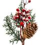 Imagem de Pick Natalino Galho Decorativo com Folhagens, Pinhas e Cereja Nevada 30cm