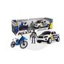 Imagem de Pick up com moto e bonequinho policia ou bombeiro samba toys