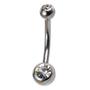 Imagem de Piercing Banana Bell Grande Aço Inox 316L c/ Strass Cristal 1,6mm x 10mm x 10mm