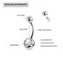 Imagem de Piercing de Umbigo G23 Titanium - Anel com Cristal e Barra Curva