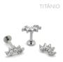 Imagem de Piercing Para Orelha Com Pedra Cristal Cluster Titânio