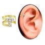 Imagem de Piercing PRI Style Fake De Orelha Folheado A Ouro 18K Antialérgico Com Cruz De Strass