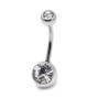 Imagem de Piercing Umbigo Aço Cirúrgico com 2 Pedras Zircônias