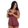 Imagem de Pijama Baby Doll Amamentação Feminino Com Renda Short Doll Gestante Amamentar Pós PartoParaDormir