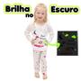 Imagem de Pijama Branco Lhama Infantil Manga Longa e Menina Feminina 2-4-6-8-10 Anos Brilha no escuro