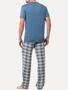 Imagem de Pijama Calvin Klein Masculino Manga Curta Visco Calça Xadrez Azul Médio
