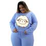 Imagem de Pijama De Frio Feminino Adulto Inverno Longo Plus Size Liso