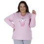 Imagem de Pijama De Frio Mulher Plus Size Tecido Canelado Roupa De Dormir Grande Tamanhos Especiais