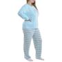 Imagem de Pijama de Inverno plus size Feminino Suede Listrado Victory