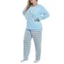 Imagem de Pijama de Inverno plus size Feminino Suede Listrado Victory