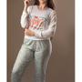 Imagem de Pijama feminina inverno calça e blusa manga longa estampados macio