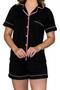 Imagem de Pijama Feminino Americano Curto Preto Com Rosê