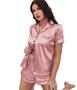 Imagem de Pijama Feminino Americano Maitê Cetim Liso Short com Manga Curta - Rosa