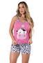 Imagem de Pijama Feminino Baby Doll Curto Vaca Verão Alcinha Noite