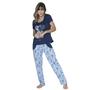 Imagem de Pijama Feminino Calça Longa Estampada Blusa Manga Curta