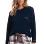 Imagem de Pijama Feminino Daniela Tombini Fleece Longo Marinho - 8974